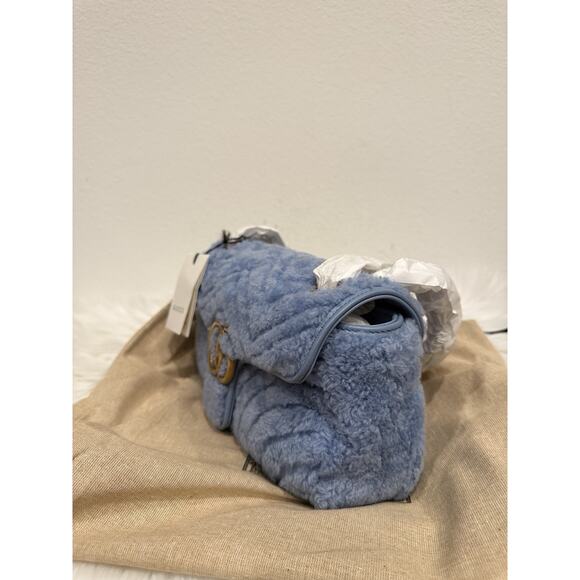 Gucci Marmont Shearling Fur GG Logo Jackie Ophidia Chain Blondie Shoulder Bag - Picture 6 of 9